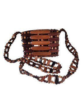 Costa Rican Wood Purse Exotic Rainforest Wood Handmade Shoulder Bag Vintage